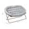 Flash Furniture Eleanor 56-in Portable Folding Double Saucer Chair w/2 Folding Ottomans Gray Faux Fur w/Gold Frame FV-FDS-001-2FR-GY-SGD-GG - alternate 7
